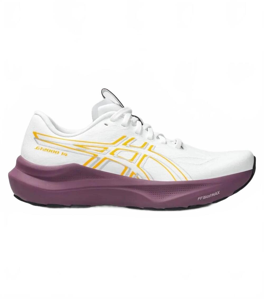 NEW ASICS women's gt 2000 14 shoes in white/yamabuki